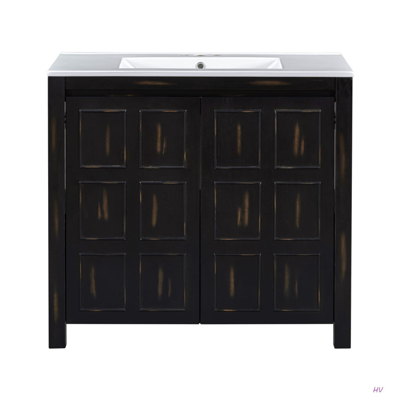 Ensemble de meuble-lavabo 72 po avec lavabos doubles (séparés), lavabos doubles en céramique, portes à fermeture en douceur et tablette réglable - Armoire de rangement rétro pour une organisation de salle de bain élégante