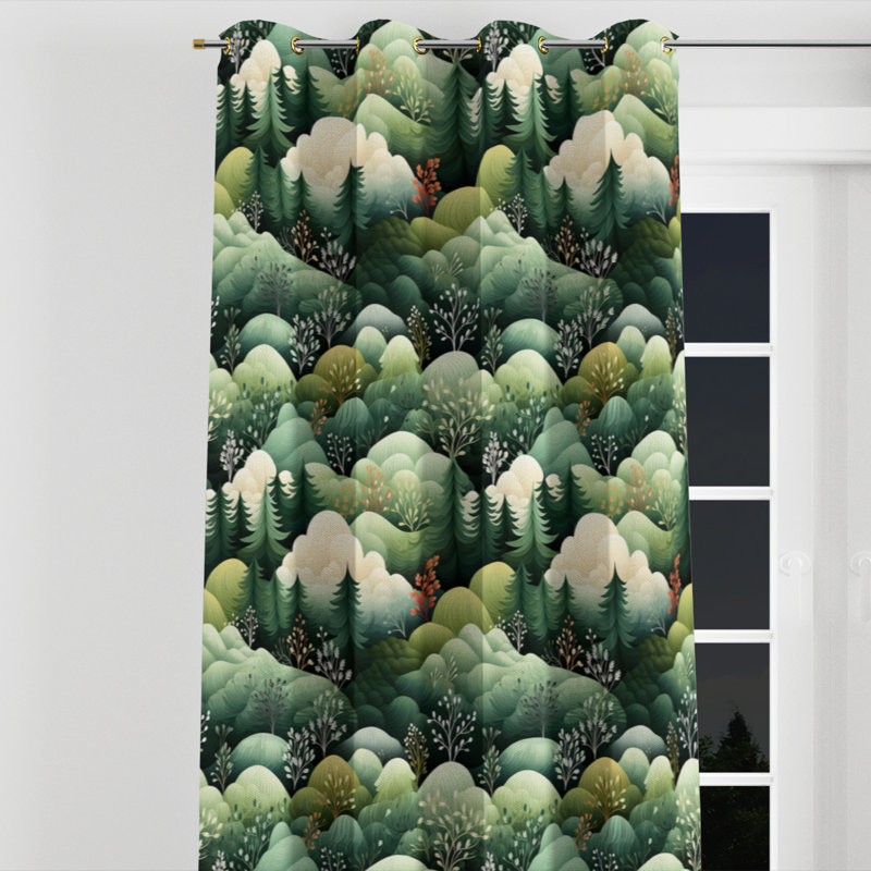 Rideau occultant avec œillets Green Forest, L 52 po x L 108 po, Œillets dorés