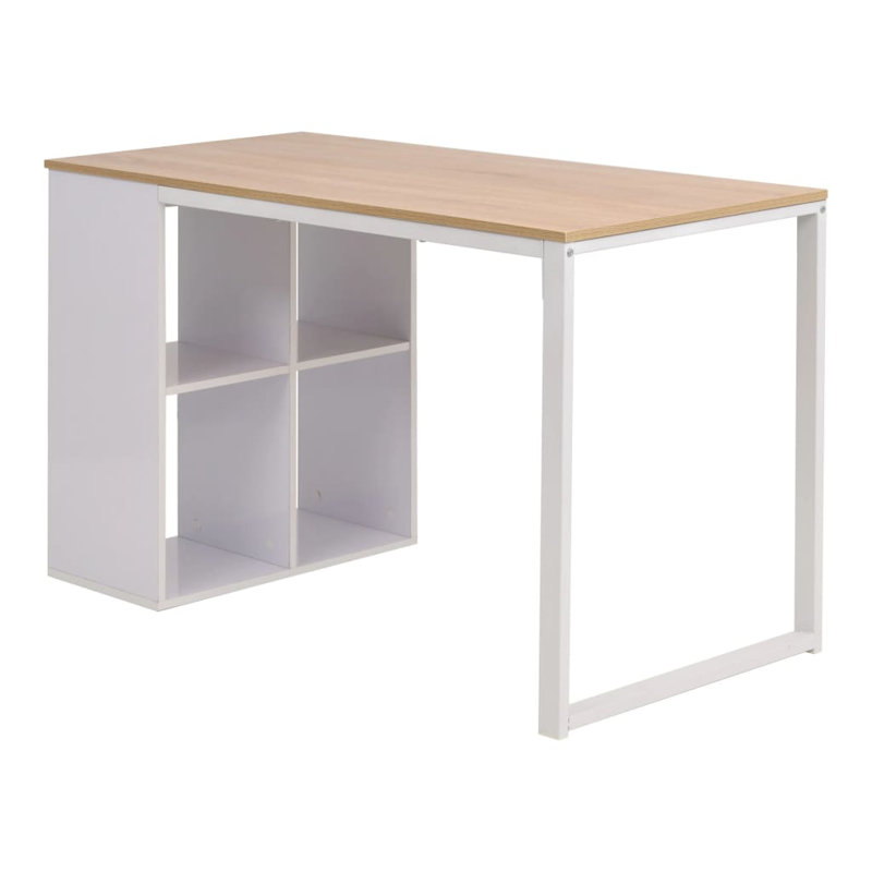 Staton Metal Base Writing Desk, Brown/White