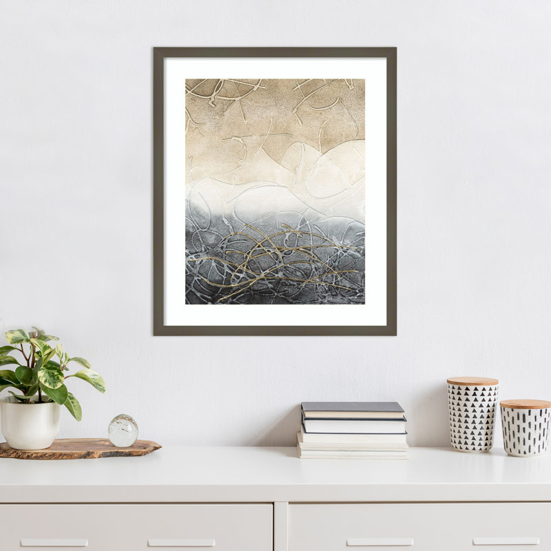 «Taupe and Twilight I» par Wood, reproduction d'art encadrée, H 25 po x l 21 po