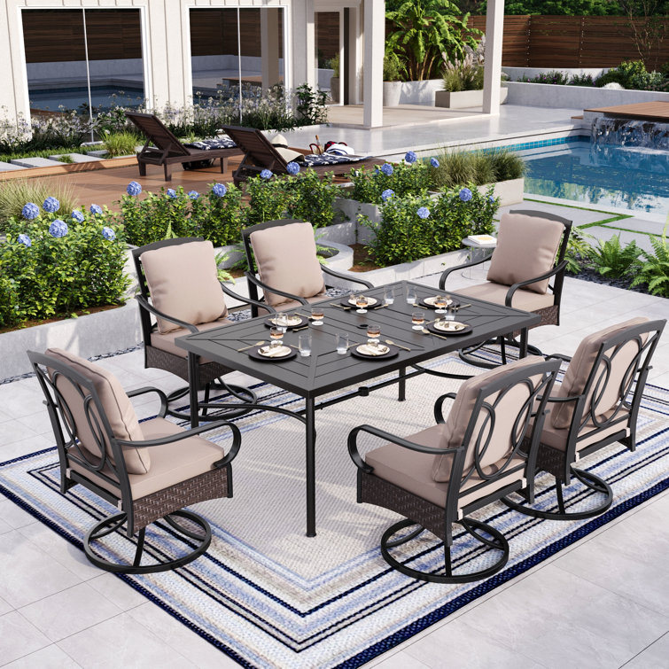 Alyah Rectangular 6 - Person 64'' Long Dining Set with Cushions