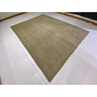 Tapis Oushak rétro de 8 pi 9 po x 11 pi 10 po One-of-a-Kind Anatolian