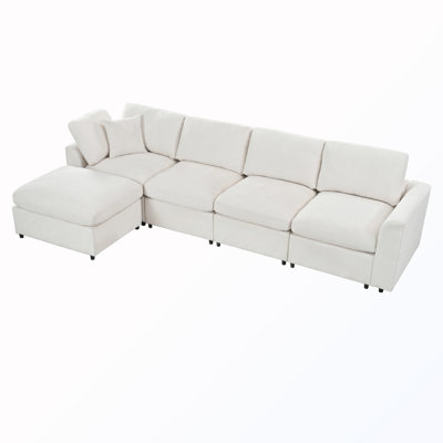 Canapé modulaire 4 places avec repose-pieds et 1 coussin