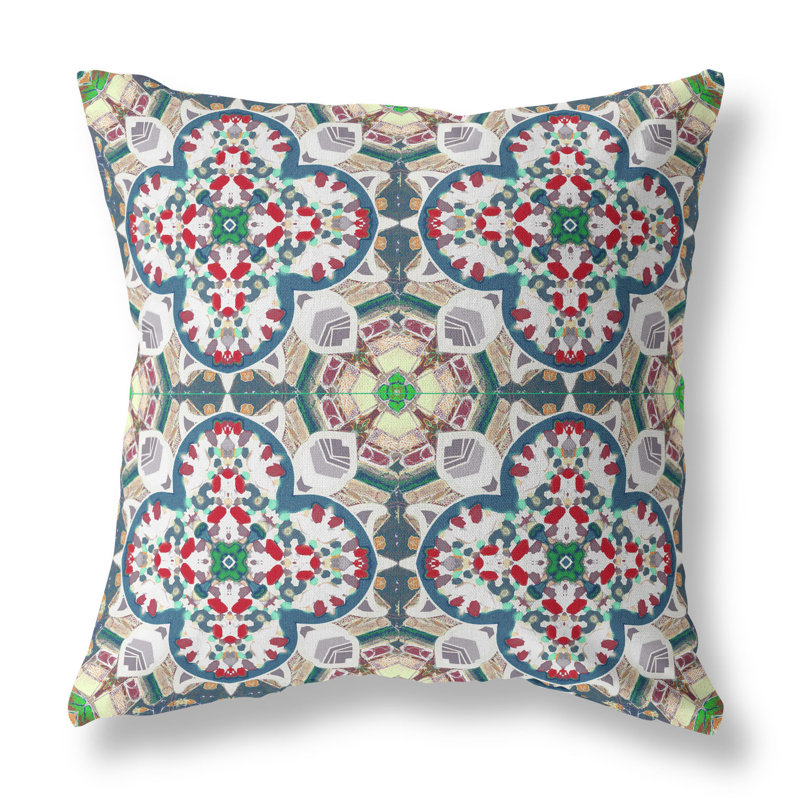 Housse de coussin carré et insert, 18" x 18", Vert / Rouge / Blanc