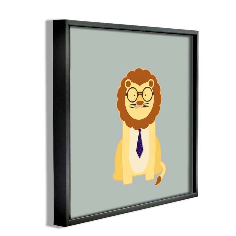 « hipster lion with tie », art mural sur toile tendue, H 12 po x l 12 po x P 0,5 po, Plaque en bois