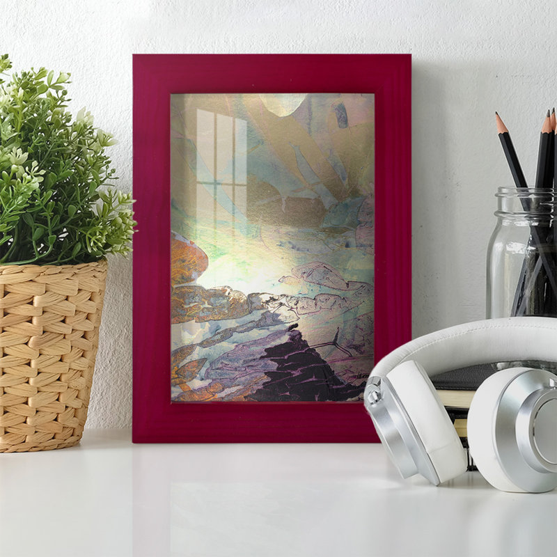 Paysage de Monet, impression encadrée sur papier, Rouge, H 6 po x l 4 po x P 1 po