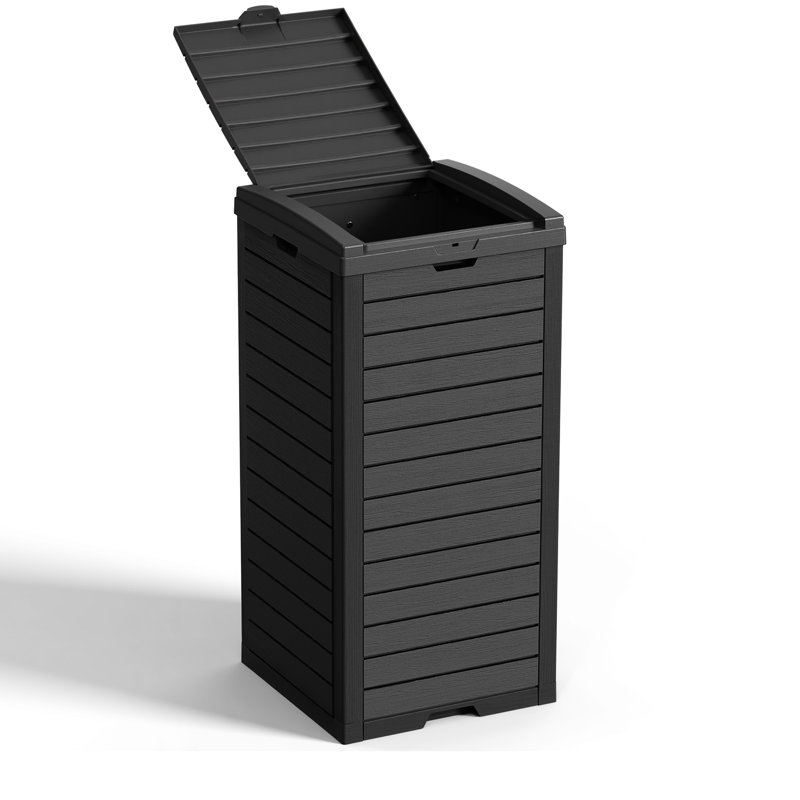 Poubelle et poubelle en résine à double couvercle de 33 gallons H 33,87 po (noir), Noir