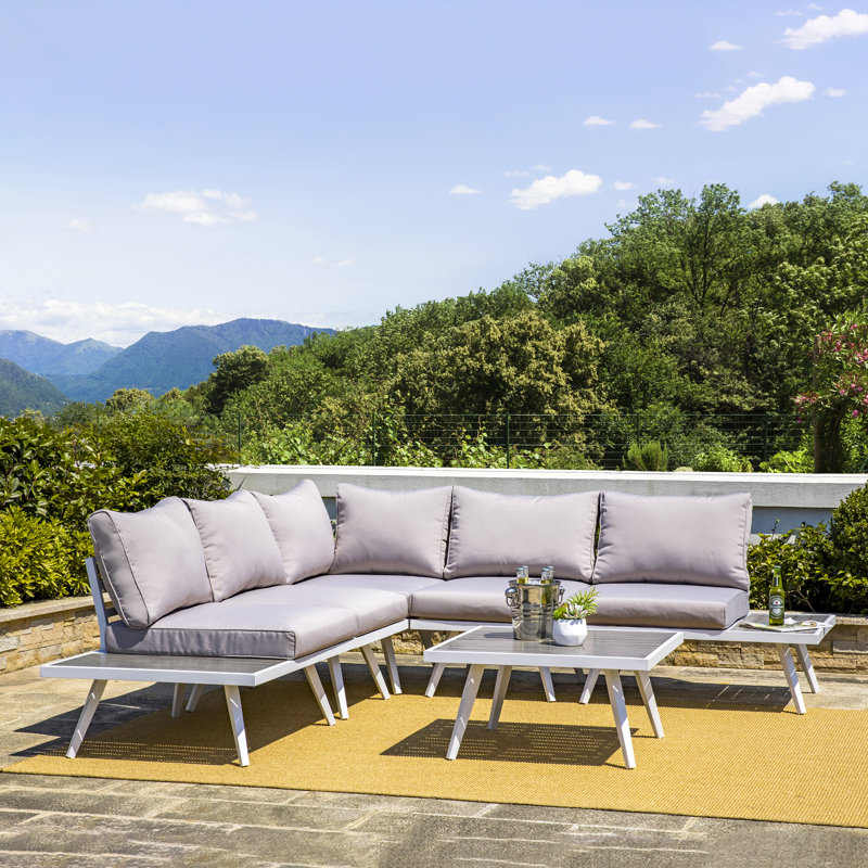 Ensemble de canapé modulaire en aluminium 6 pièces avec coussins 6 pièces