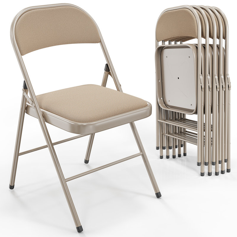 10 chaises pliantes rembourrées kaki, Kaki
