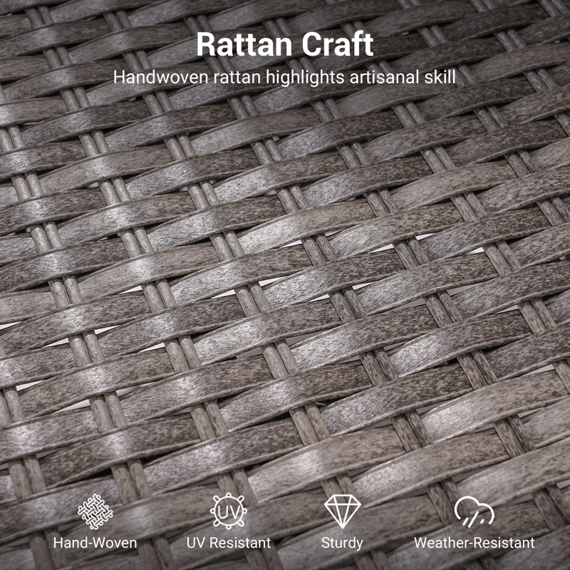 Ensemble de patio en rotin avec coussins épais et structure robuste, Gris
