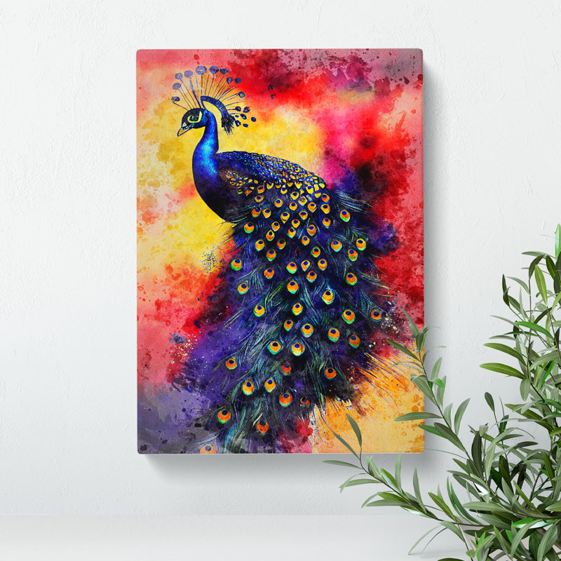 Exciting Peacock No.1 - Wrapped Canvas Painting, 50cm H x 35cm W x 3cm D
