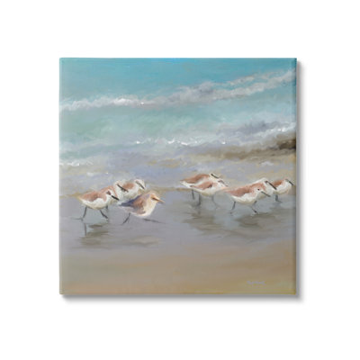 " Coastal Sandpipers Beach Waves Shore " by Rick Novak Painting Print