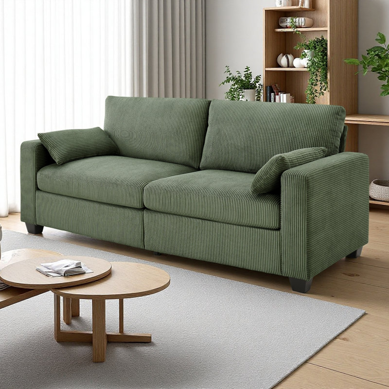 Causeuse moderne pour le salon, housse amovible, coussins à ressorts, Vert