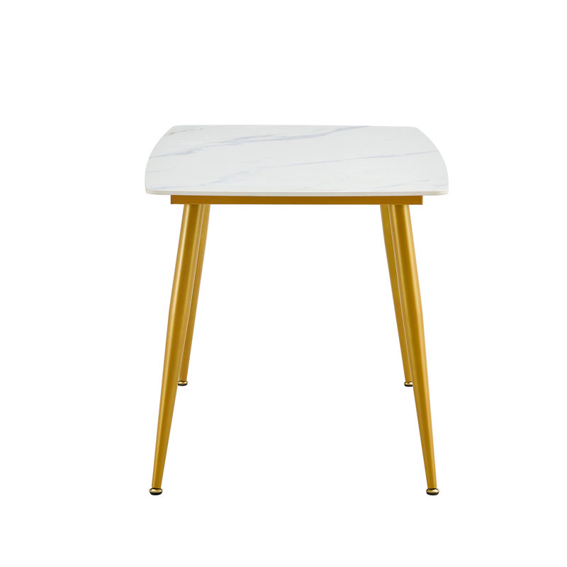 Shand Sintered Stone Dining Table, White, 30" H x 50" L x 30" W