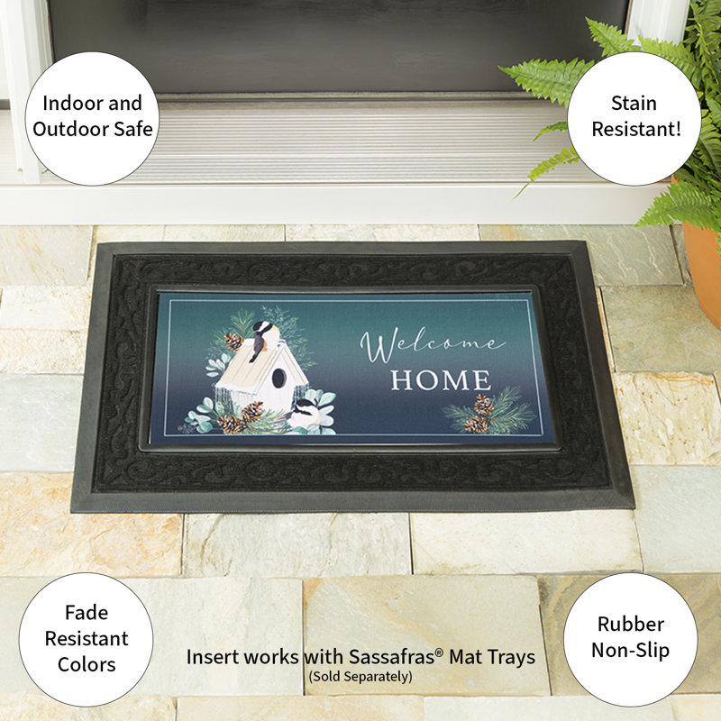 Welcome Home Winter Bird House Visit Sassafras Switch Mat