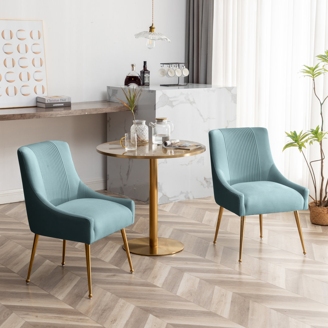 Elian 19.7'' H Velvet Upholstered Side Chair (Set of 2) Everly Quinn Upholstery 