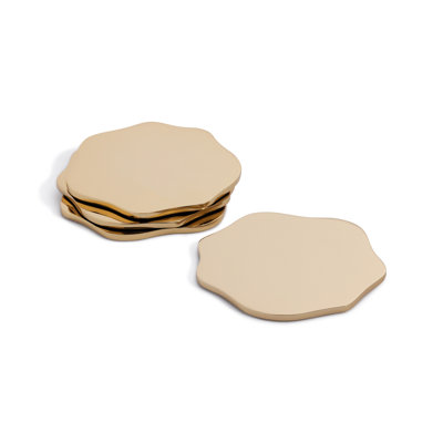 Lina Polished Metal Beverage Coasters, Set of 4