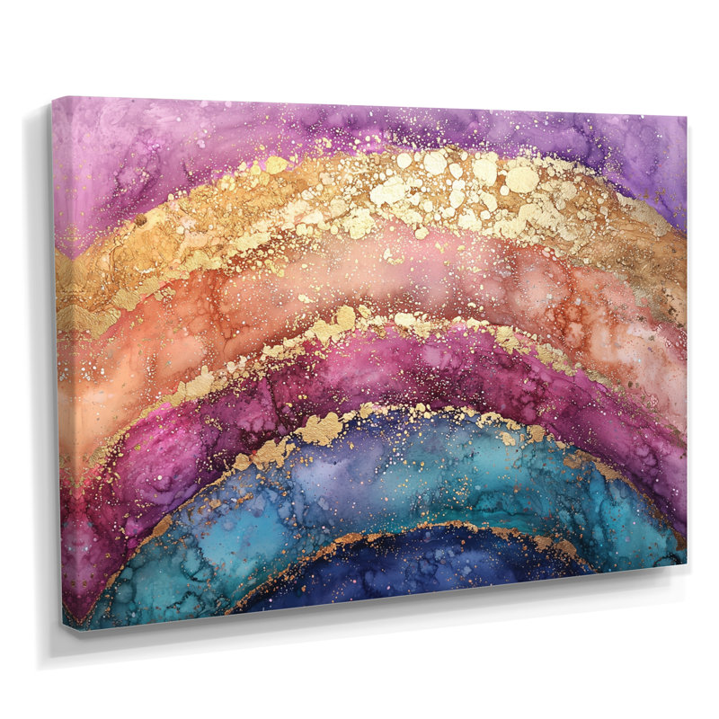 Radiant cascade d'arc-en-ciel III - art mural arc-en-salon, H 16 po x l 32 po, Toile tendue, Ne s’applique pas