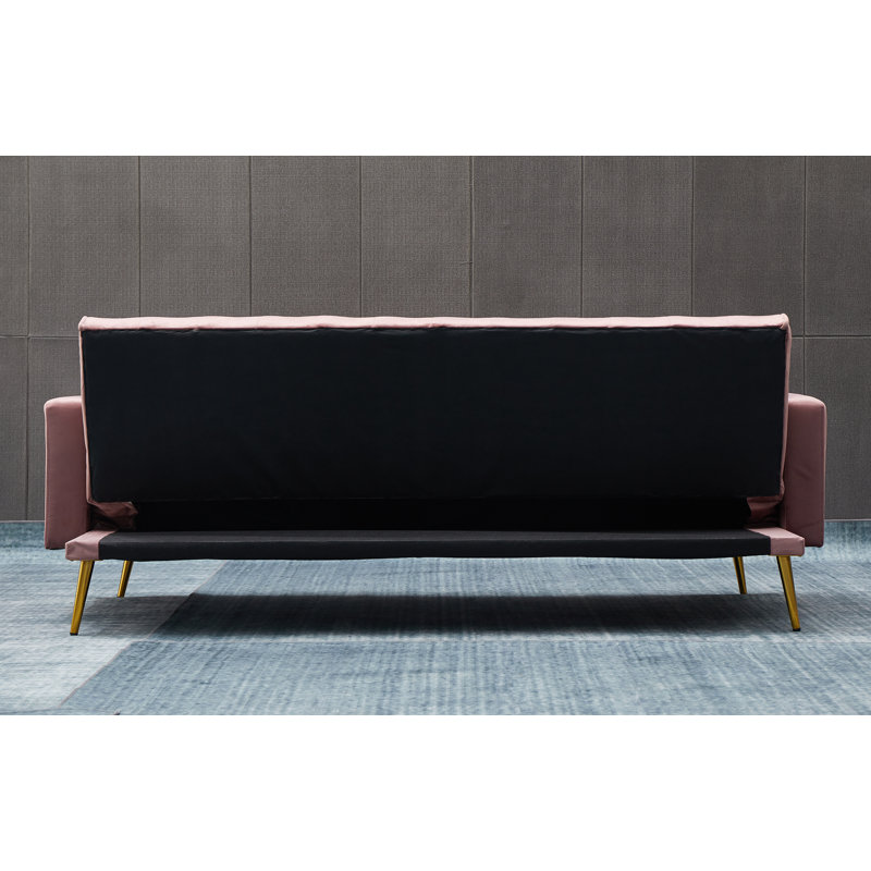 Stefaney Twin 75'' Velvet Convertible Sofa, Pink Velvet