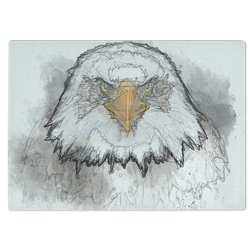 Tempered Glass Bald Eagle Bird Chopping Board, 39 cm W x 28.5 cm L