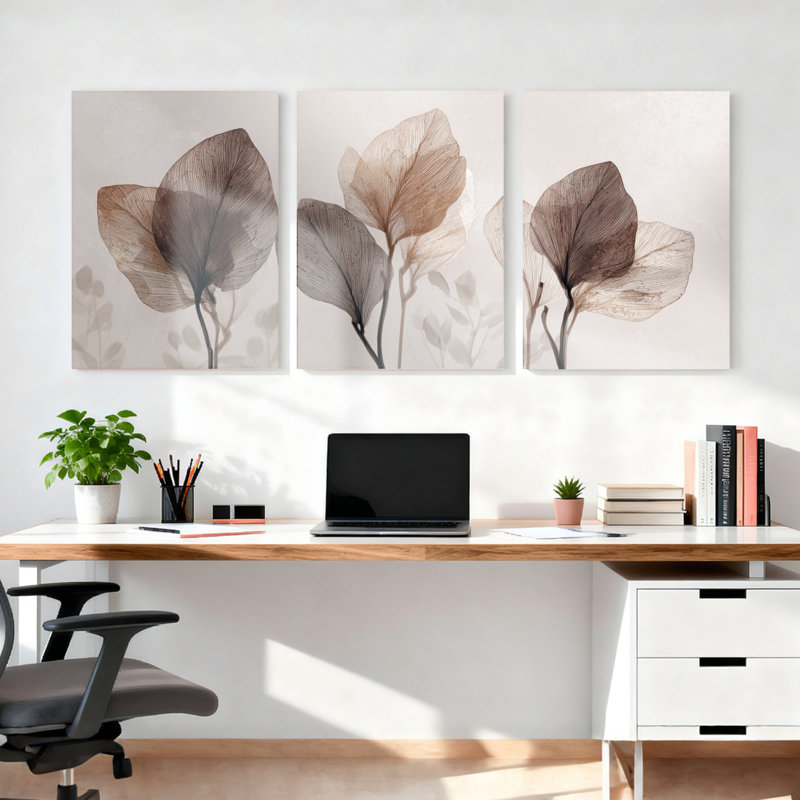 Botanique à feuilles imprimées sur toile, art mural moderne inspiré de la nature pour le salon, la chambre à coucher ou le bureau