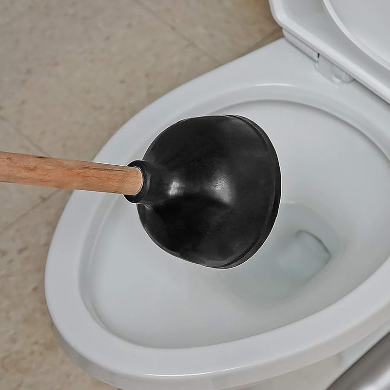 Poussoir de salle de bain et lavabo robuste avec poignée en bois - ensemble de 2