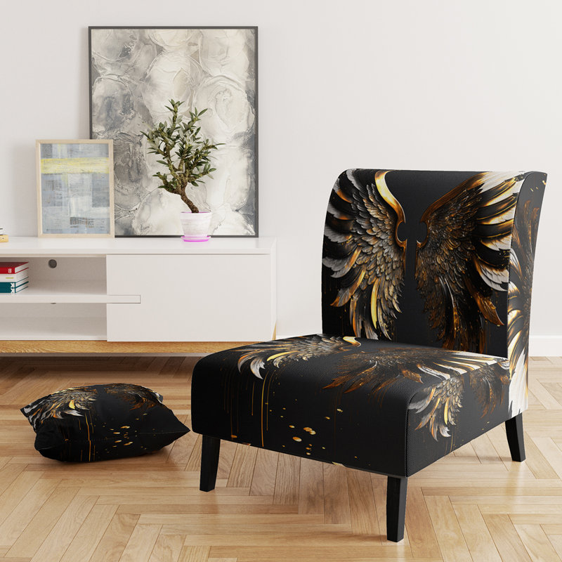Fauteuil de chambre rembourré, fauteuil d'appoint Aldus moderne - Aldus, Mélange de polyester doré / noir