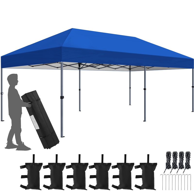 10 x 20 FT Pop-up Canopy with One-Push-To-Lock Setup Mechanism, Blue