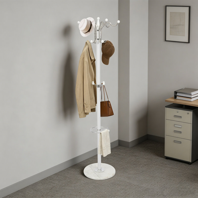 Portemanteau autoportant avec portemanteau et porte-parapluie blanc