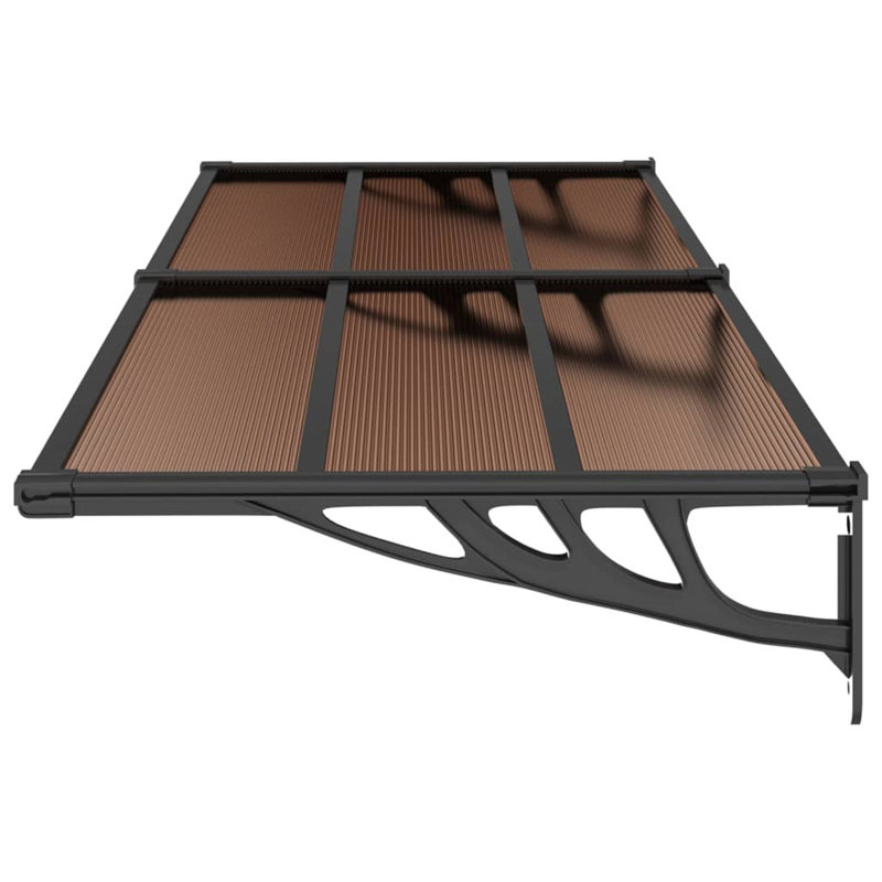 Dakota Fields 90cm D Polycarbonate Cover Retractable Door / Window Awning, 27.5cm H x 239cm W x 90cm D, Black/Brown