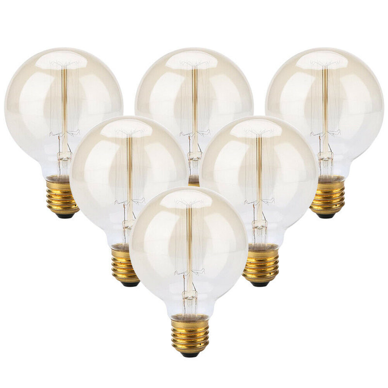 Ampoules rétro incandescentes à filament rétro E26 E26, G80 40 W 6 pièces