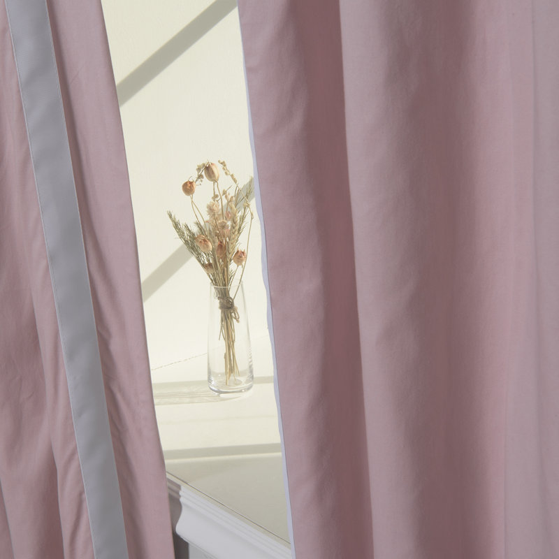 Paire de rideaux occultant et isolant avec passe-tringle Nico, Rose / blanc