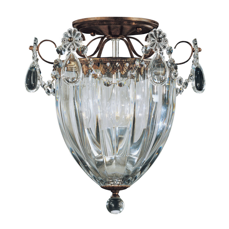 Bagatelle 3 - Light Semi Flush Mount, Etruscan Gold, Heritage Crystal