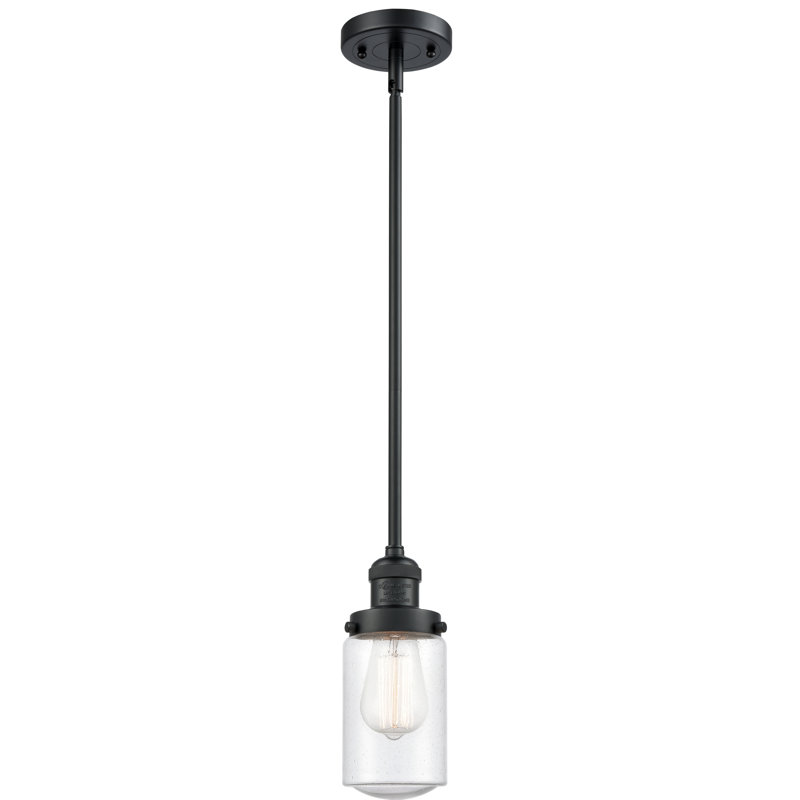 Luminaire suspendu simple à 1 lumière Saroyan, Transparent, Noir mat, Ampoule DEL 6 watts Vinage