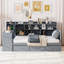 Lit de jour simple gris avec bureau et tiroir - construction en pin pour plus de stabilité et 3 tiroirs de rangement spacieux-121098367-121098366