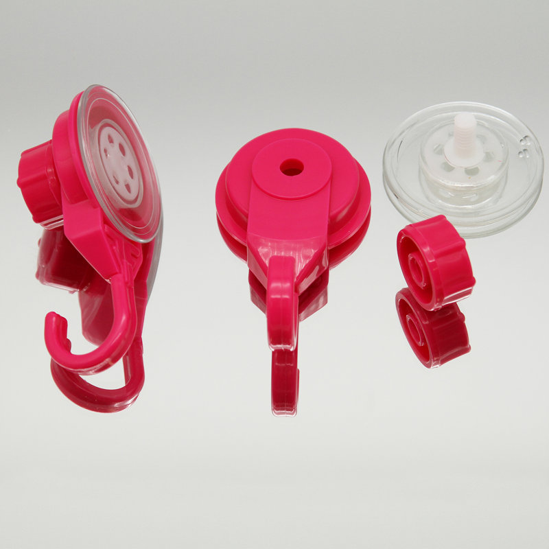 Pink Plastic and Metal Suction Cup Wall Hooks Set of 2