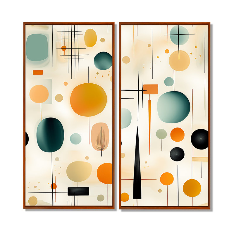 Mcm Abstract Expressions - Art mural moderne sur toile Mid-Century, 32" H x 32" W, Impression encadrée flottante, Brown