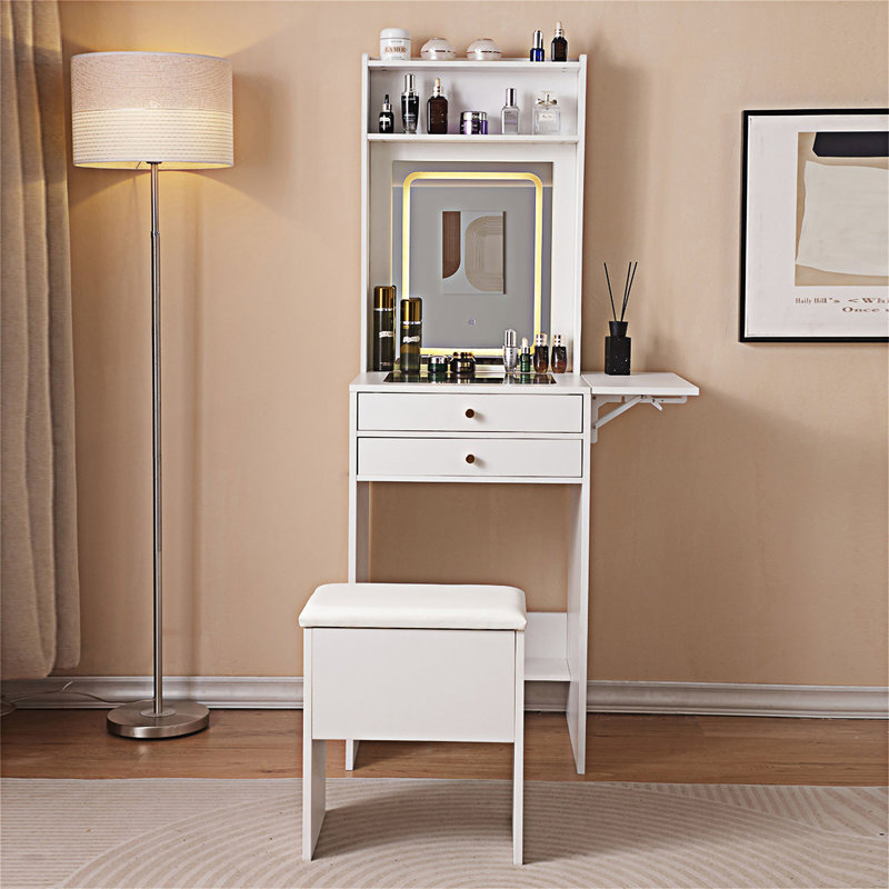 Table de coiffeuse avec miroir lumineux