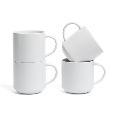 Over&Back Stackable Semi-Matte Hand-Finished Stoneware Mugs, Set of 4