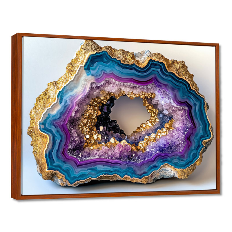 Agate «Dream River», art mural en pierre, salon, Brun, H 12 po x l 20 po, Impression dans un cadre flottant sans passe-parto