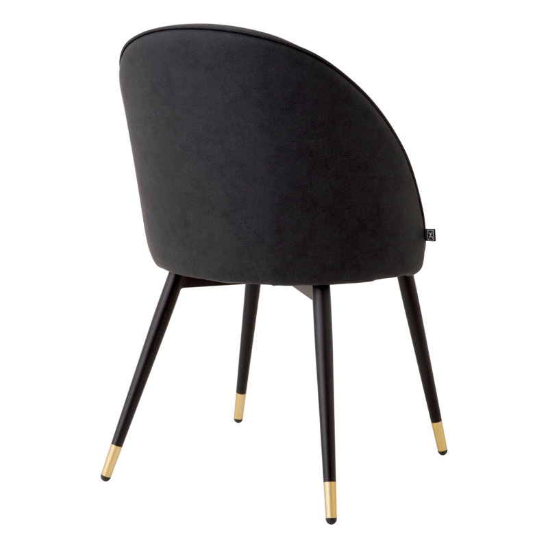 Cooper Upholstered Dining Chair, Black/Brass/Gray