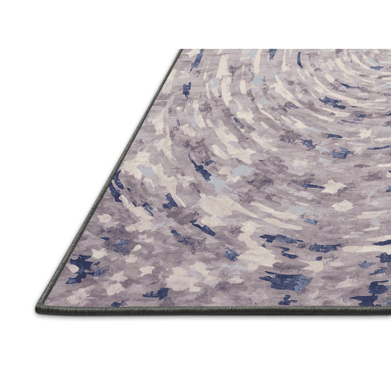 Tapis gris soyeux et moelleux, Rond 6 pi