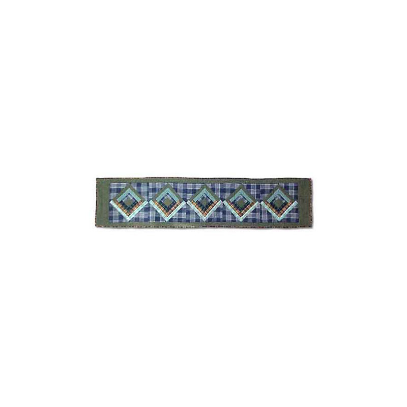 Green Log Cabin Table Runner, 72" W x 16" L