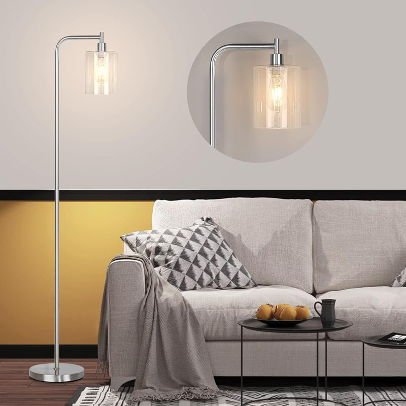 Jolando 67'' LED Arched Floor Lamp with USB, Brushed Silver