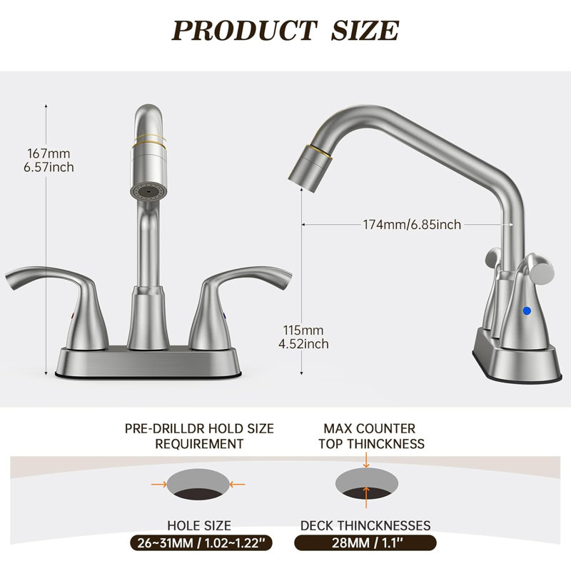 Laundry Sink Faucet, Utility Sink Faucet With Pull Out Sprayer, Dual Handle Pull Out Faucet, 4 Inch Centerset Laundry & Utility Room Sink Faucets