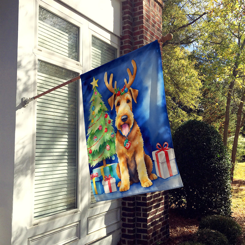 Drapeau de Noël maison de renne, Terrier brun
