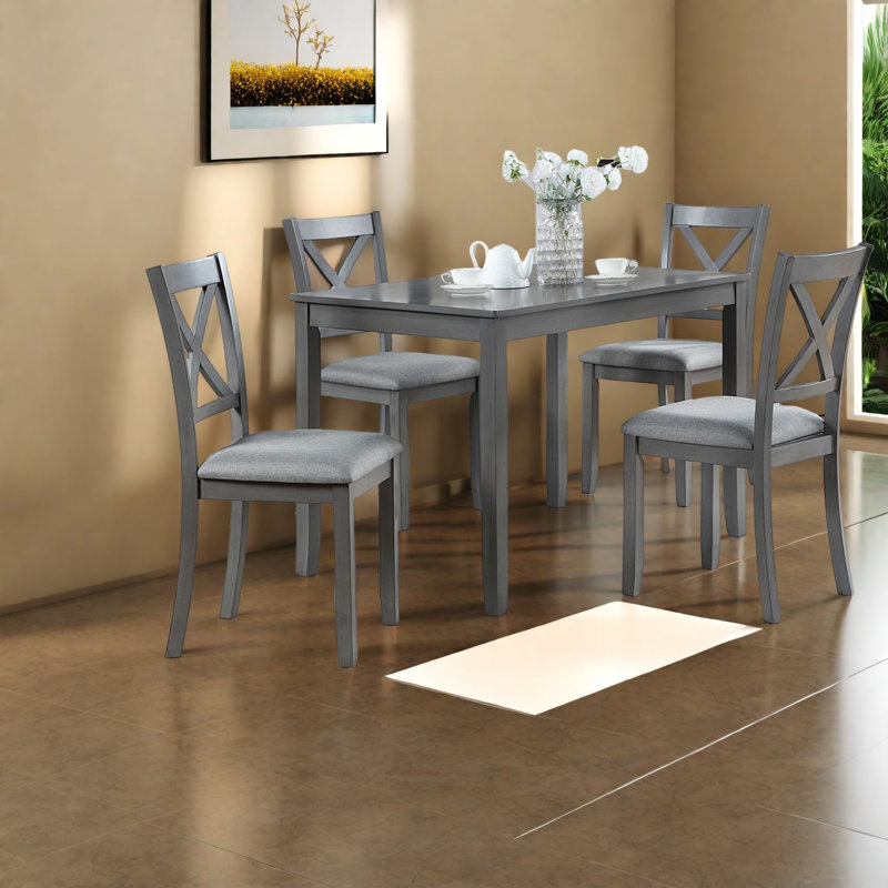 Ensembles de table de salle à manger compacts en bois pour petits espaces, style moderne, gris