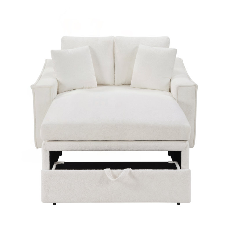Canapé-lit avec rangement caché et coussins, Beige