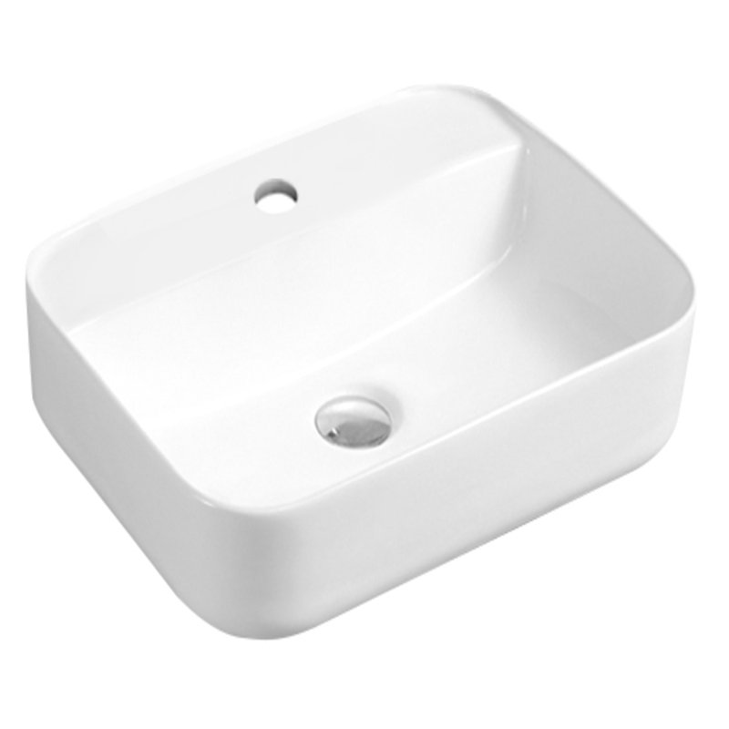 Lavabo de salle de bain vasque rectangulaire en céramique blanche avec robinet