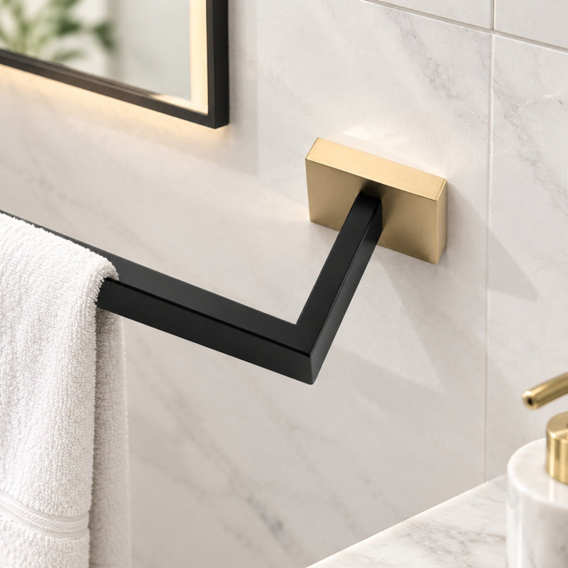 4-Piece Bathroom Hardware Set, Gold Stainless Steel, Wall Mounted